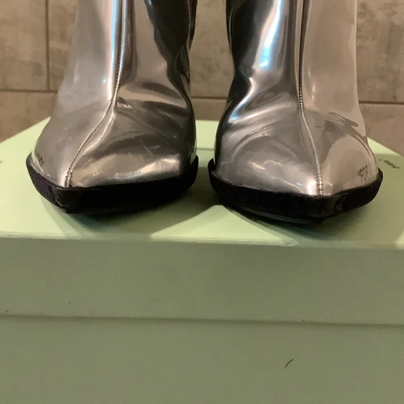 Off-White Silver Ankle Boots - Picture 2 of 7